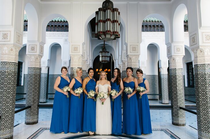 Wanting her bridesmaids to have the opportunity to show off their own styles, Lauren had each choose her own gown from Amsale’s bridesmaid collection. In alignment with the wedding’s palette, a dramatic shade of blue was a natural choice for the girls.