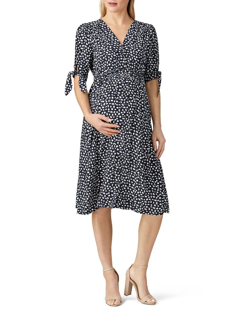 Soon Maternity printed midi maternity dress for weddings 