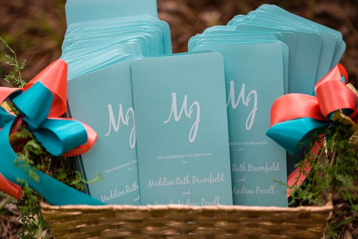 Blue and White Simple Wedding Programs