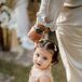 Toddler Flower Girl in Neutral-Colored, Tulle Dress With Hair Clip Accessories