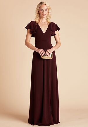 Birdy Grey Hannah Crepe Dress in Cabernet V-Neck Bridesmaid Dress