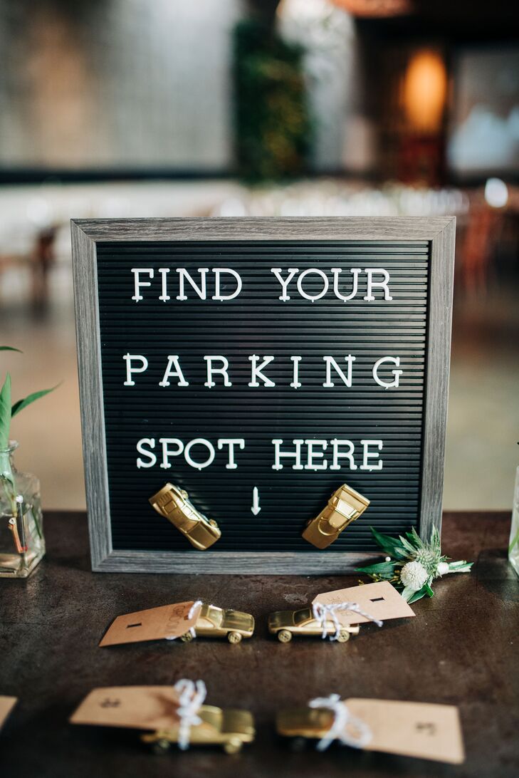 Escort Cards with Gold Toy Cars