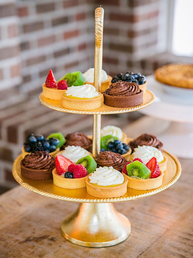 Southern wedding food dessert idea with fruit tarts and mousse