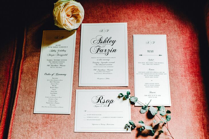 Classic Black and White Script Wedding Invitations