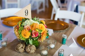 Burlap Flag Dining Table Number