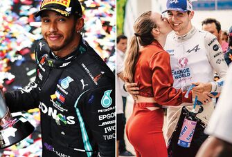 Formula 1 drivers Lewis Hamilton and Esteban Oco with girlfriend