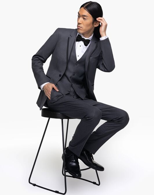 Generation Tux Charcoal Gray Notch Lapel Tux Gray Tuxedo - 2