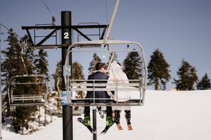 Bride and Groom on Ski Lift