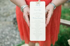 Neutral Ceremony Program With Blue Script