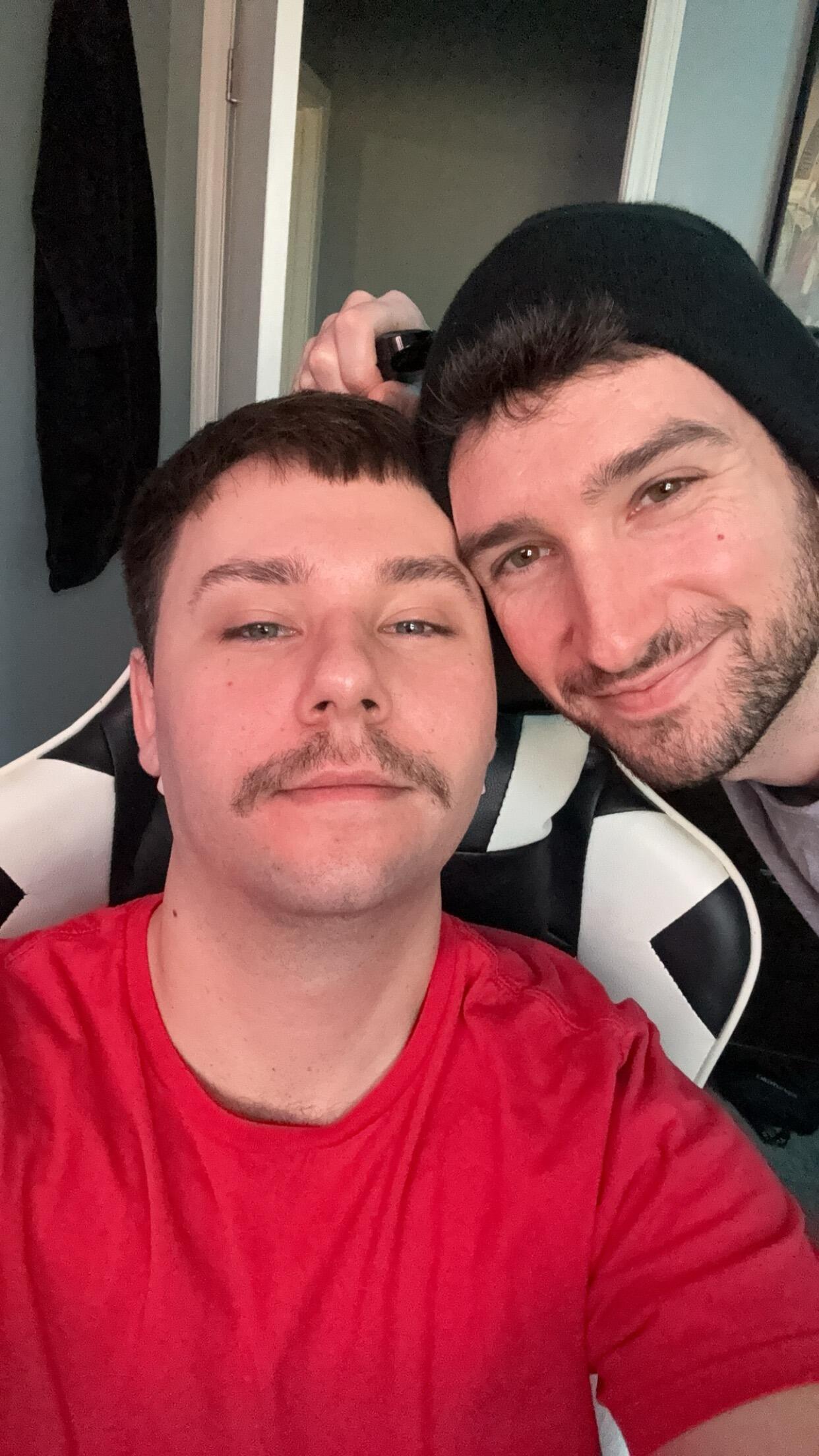 Hunter tried the handlebar stache this time - it lasted a few hours