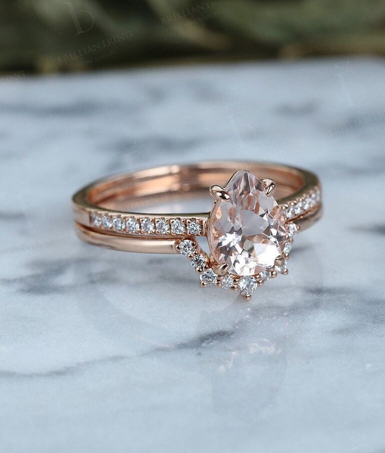 pear morganite engagement ring