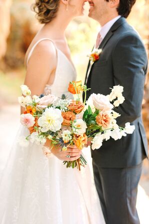 Orange-and-White Bouquet With Rose and Sweet Pea