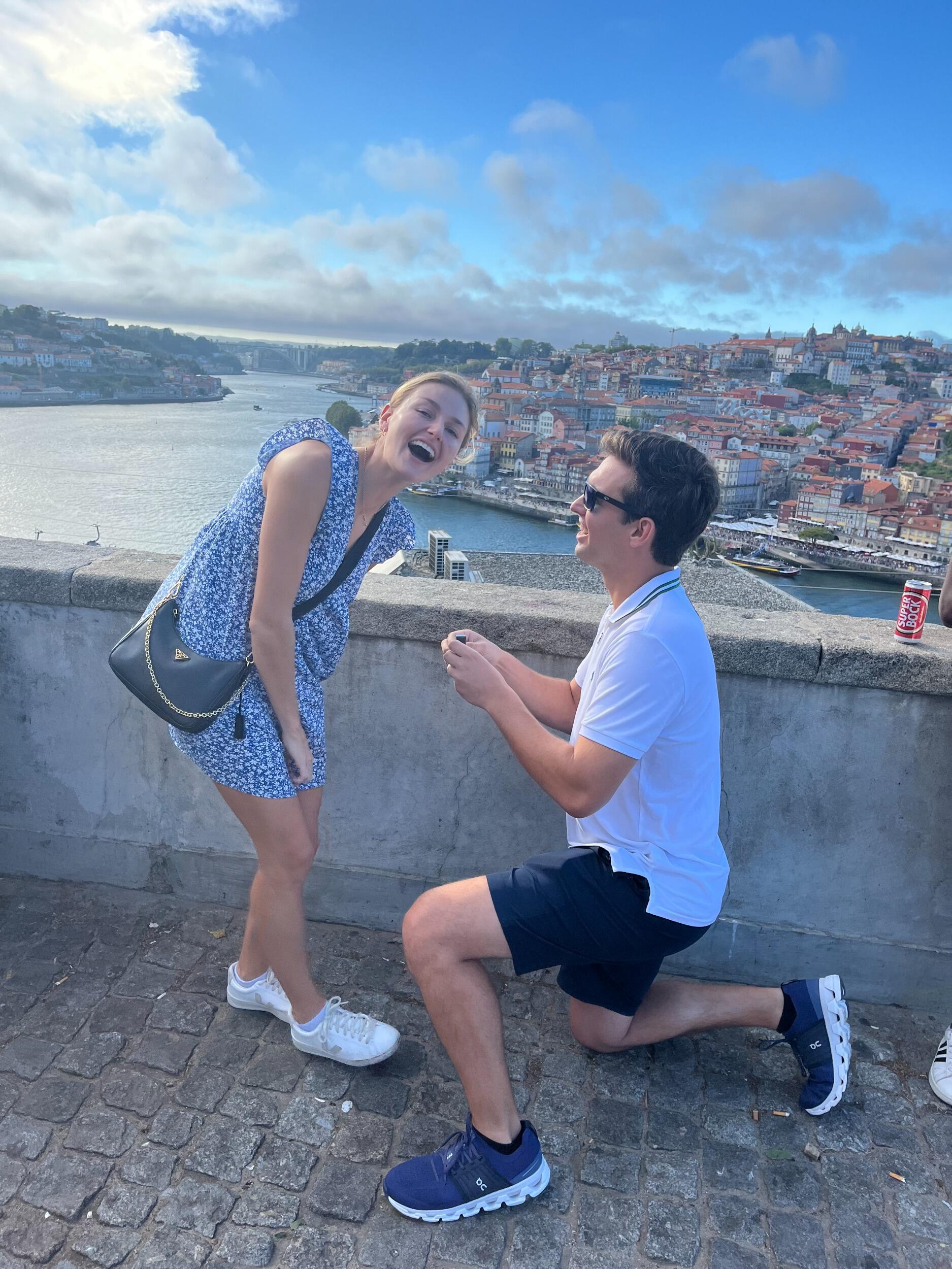 After four years of dating and one fur-baby later, Connor decided to propose on a trip in Portugal with Kate's parents. 

Now they cannot wait to get married in Charleston! 