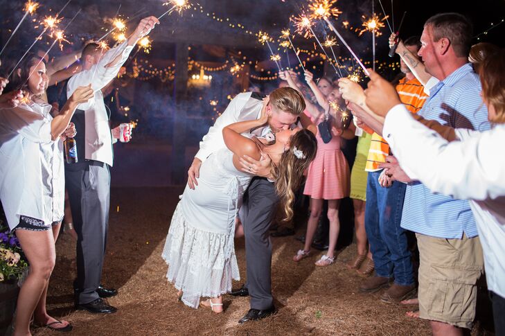 Sparkler Send-Off at Barn Reception