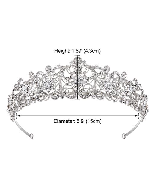 AW Bridal AW BRIDAL Tiaras and Crowns for Women, Queen Crown - Crystal Wedding Tiara Princess Headband for Pageant Prom Birthday Hair Accessories, Silver Silver Tiara - 3