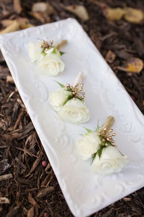 Ivory and Gold Boutonnieres