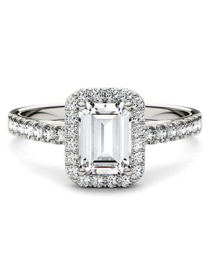 Forever One Moissanite Glamorous Emerald Cut Engagement Ring