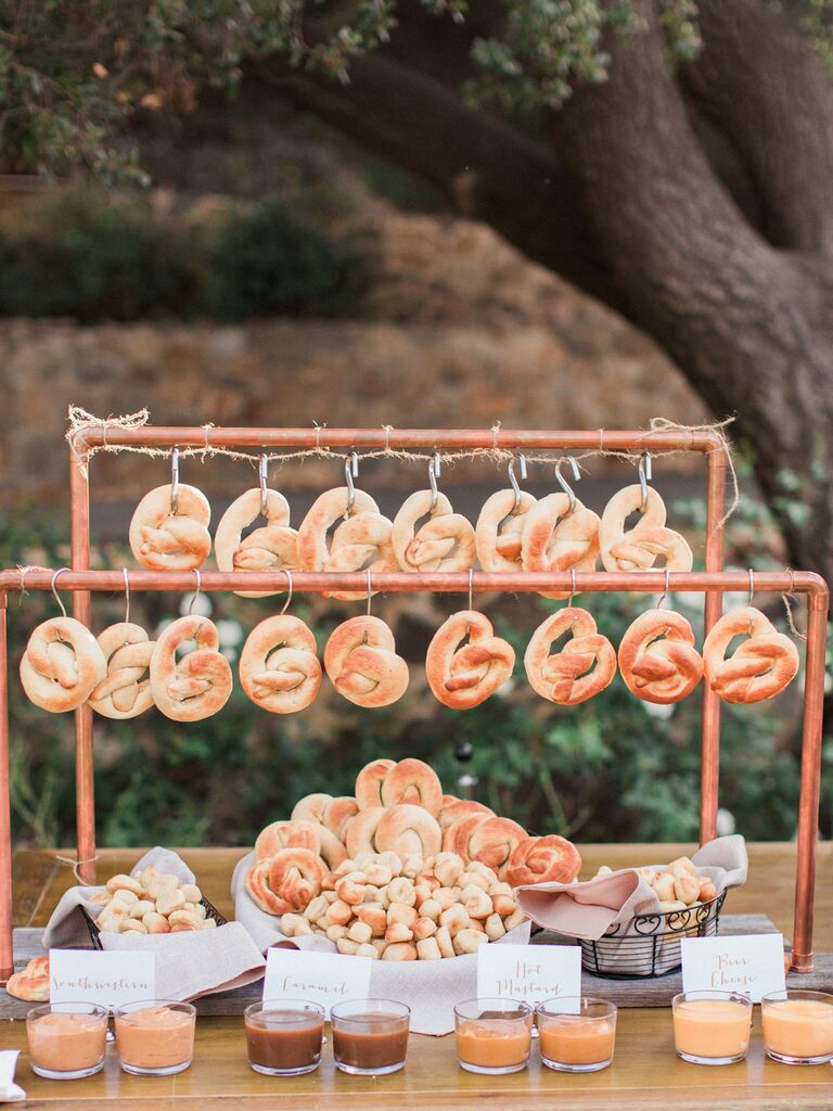 wedding menu pretzel bar