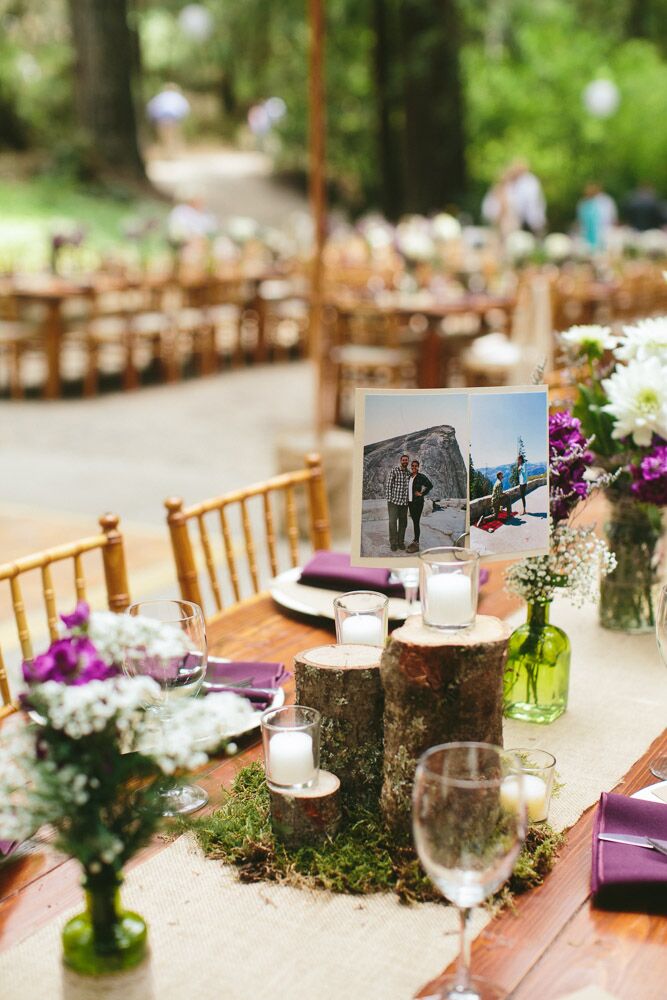 Tree Log and Candle Centerpieces