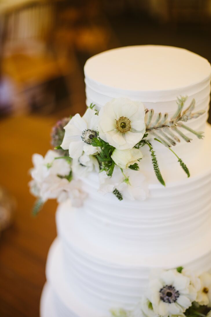 Round Frosted Cake Decorated with Anemones