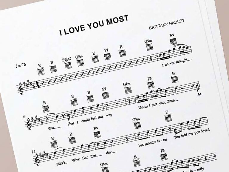 Sheet music for custom song words of affirmation gift idea