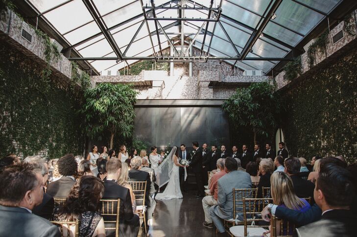 Nancy and Michael exchanged vows in the Foundry's Green Room, which is built with a stunning, greenhouse-like skylight. “We chose the Green Room because of the skylight that spread across the entire ceiling, which fed the room with light,” Nancy says.