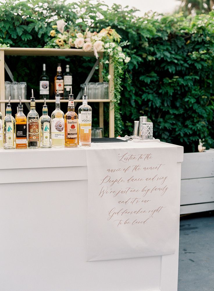 Elegant fabric signature cocktail menu