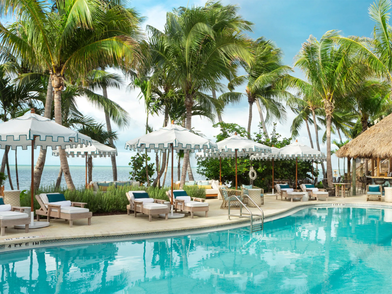 poolside accommodations at Little Palm Island Resort off of Little Torch Key, Florida