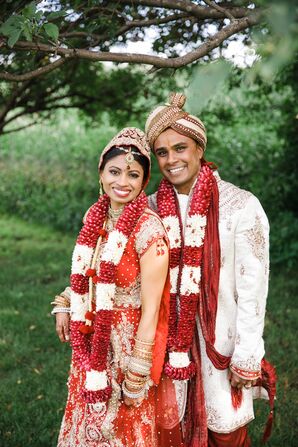 Traditional Red and White Flower Malas