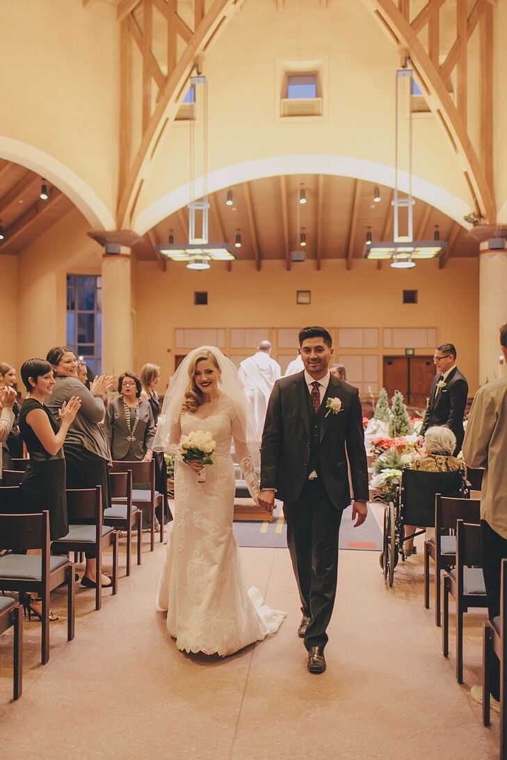 The couple's ceremony took place at Padre Serra Parish in Camarillo, California.