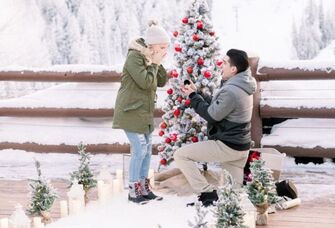 snowy Christmas proposal in Utah