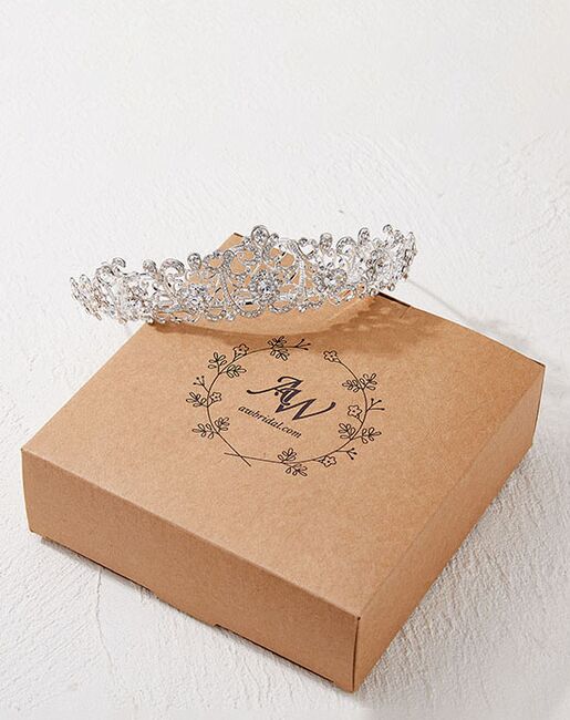 AW Bridal AW BRIDAL Tiaras and Crowns for Women, Queen Crown - Crystal Wedding Tiara Princess Headband for Pageant Prom Birthday Hair Accessories, Silver Silver Tiara - 4