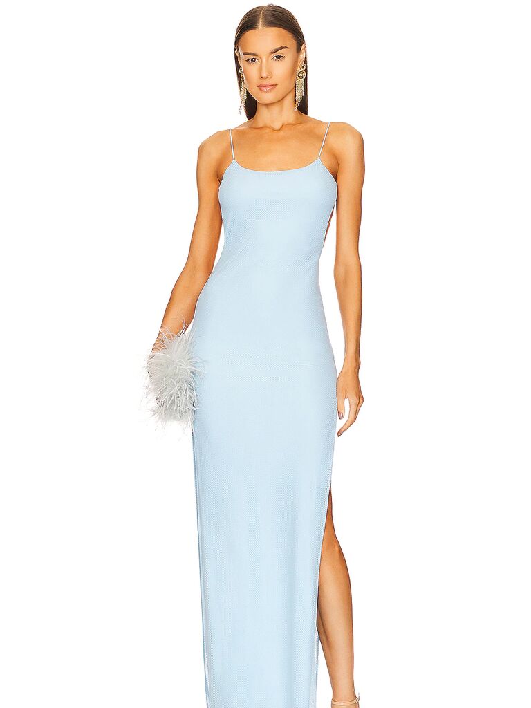 something blue engagement party dress with simple design