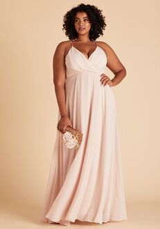 Birdy Grey Kaia Curve Dress in Pale Blush V-Neck Bridesmaid Dress