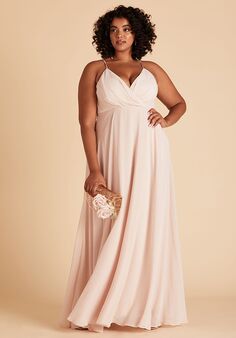 Birdy Grey Kaia Curve Dress in Pale Blush V-Neck Bridesmaid Dress