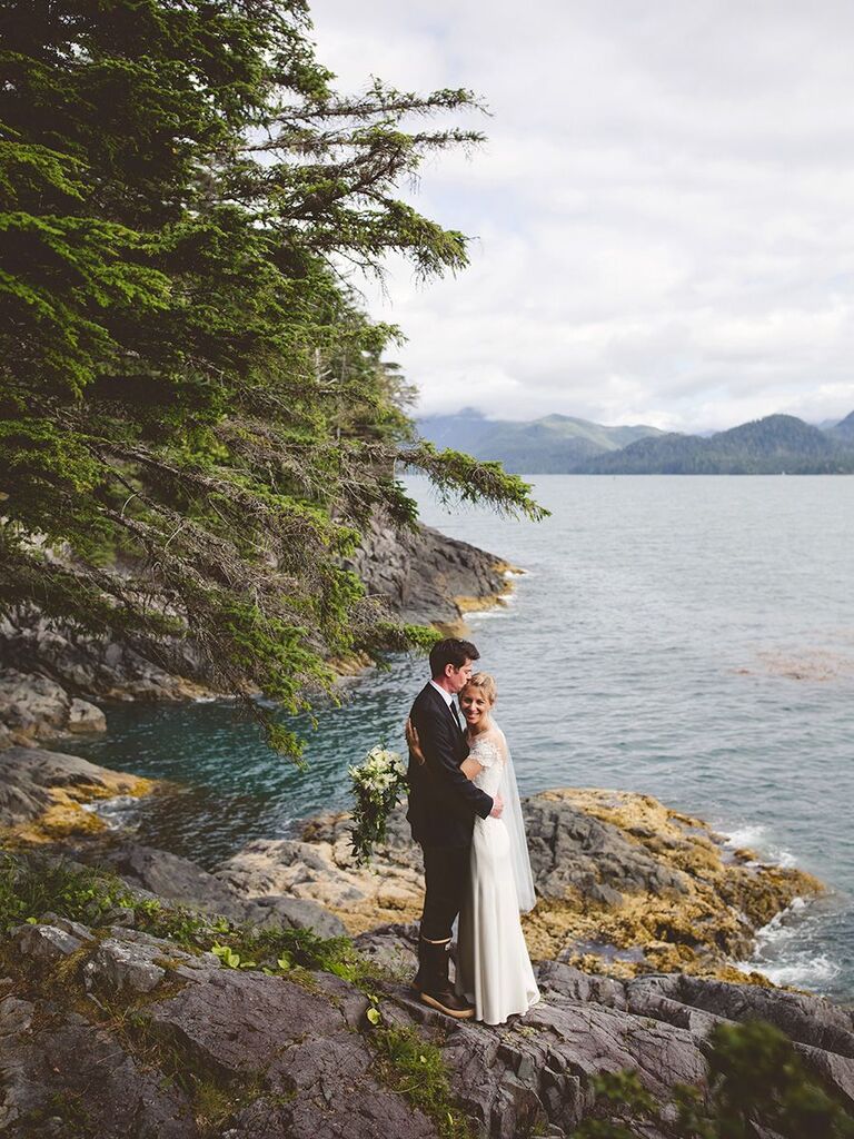 bride and groom in Alaska