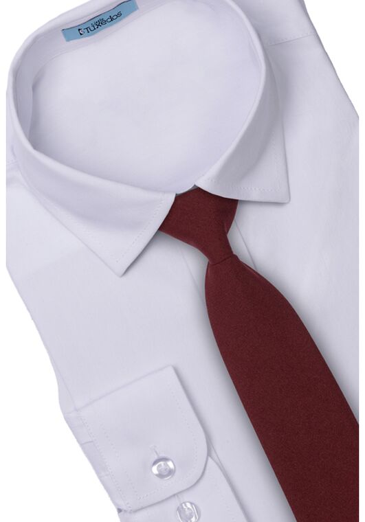 Little Tuxedos "Mason" Kids Burgundy Suit (5-Piece Set) Flower Girl Dress and Ring Bearer Outfit - 4