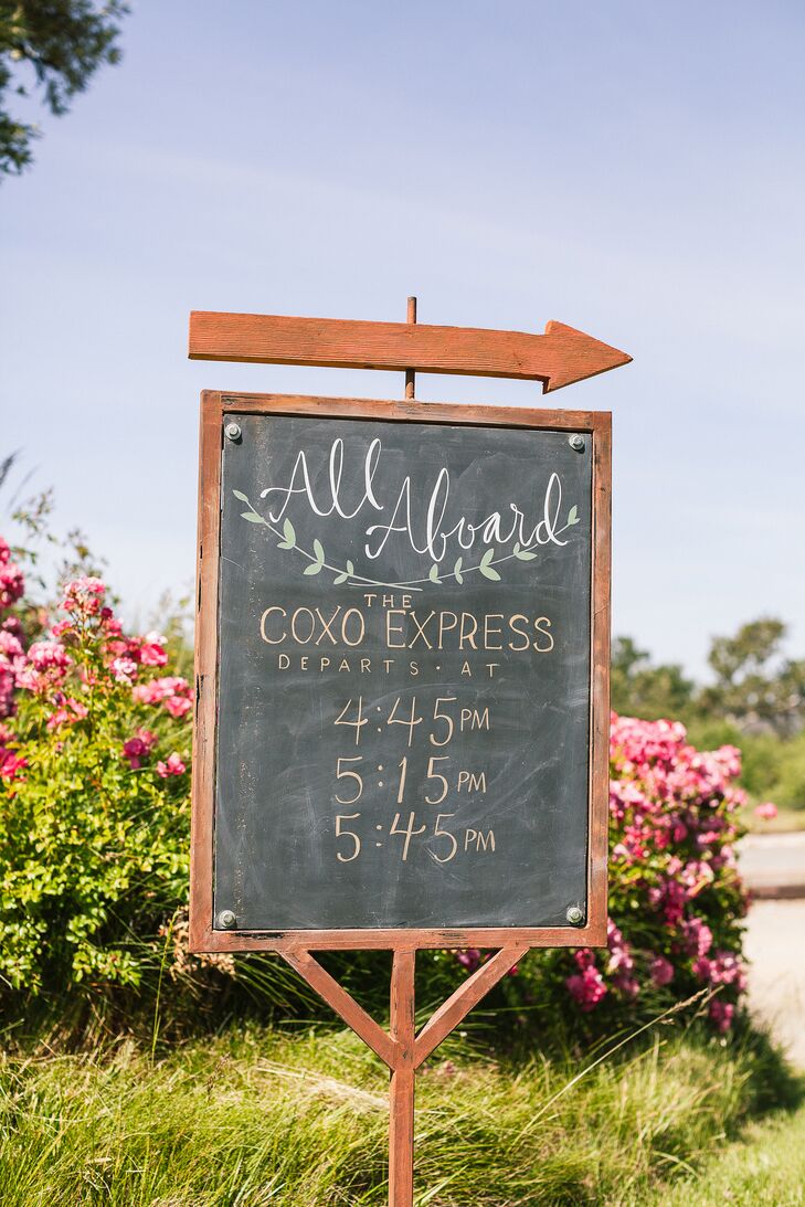 Wedding Trolley Transportation Chalkboard Sign