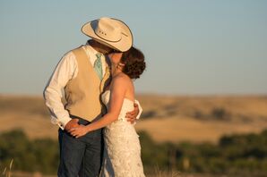 Wrangler Jean and Khaki Vest Groom's Attire