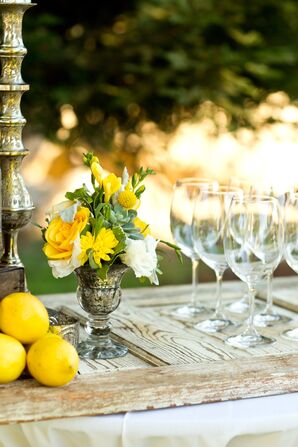 Vintage Yellow and White Centerpieces