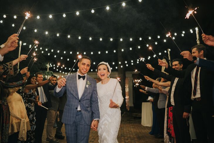 Bride and Groom During Wedding Exit