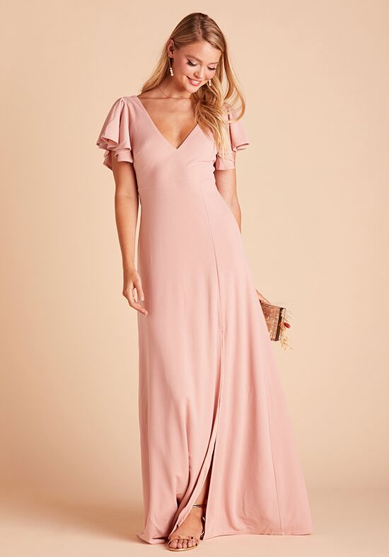 Birdy Grey Hannah Crepe Dress in Dusty Rose V-Neck Bridesmaid Dress - 1