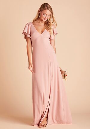 Birdy Grey Hannah Crepe Dress in Dusty Rose V-Neck Bridesmaid Dress