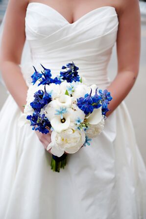 White and Blue Bridal Bouquet