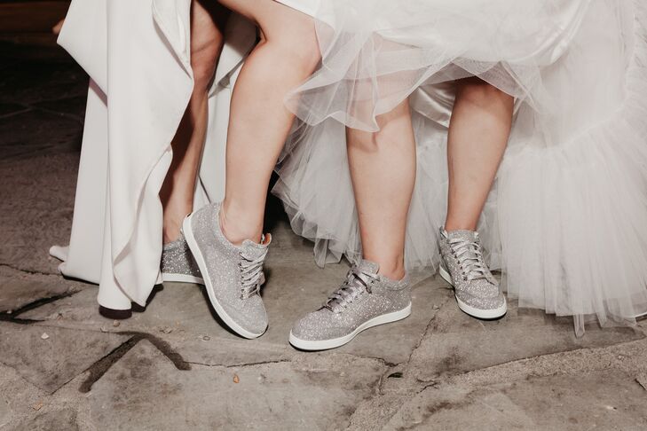Brides Wearing Sneakers During Wedding at Hotel Domestique in Travelers Rest, South Carolina
