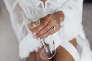 Bride With Champagne While Getting Ready
