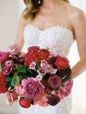 Pink Wedding Bouquet With Roses and Peonies