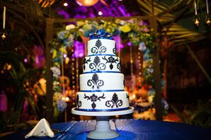Black Damask Wedding Cake