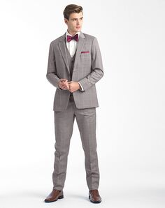 Allure Men Sandstone Window Pane Gray Tuxedo