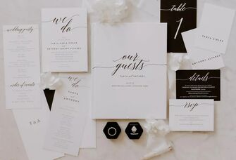Black and white wedding invitation suite from The Knot Invitations. 